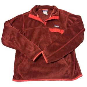 Patagonia Jacket‎ Women’s Medium Red Fleece Fuzzy Snap T Sweater Re-Tool
